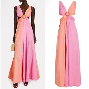 STAUD Passage Dress in Tangerine Grapefruit Petal Pink Orange in Size Small NWT